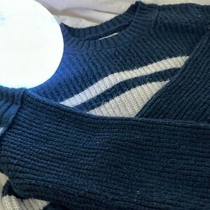 American Eagle navy blue striped sweater.